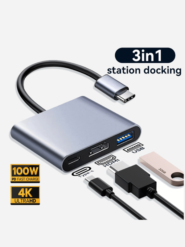 High Speed Adapter Speed-X 3-in-1 Type-C 3.1 Adapter – 4K HDMI Output, High-Speed USB 3.0 ...
