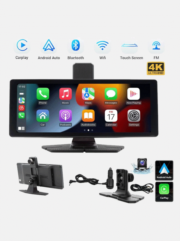 4K Portable Car Smart Screen – Wireless CarPlay & Android Auto Dash Cam ...