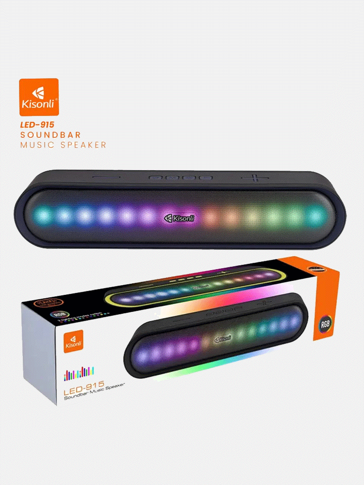 Kisonli LED-915 Portable Bluetooth Speaker – Hi-Fi Stereo Soundbar for ...